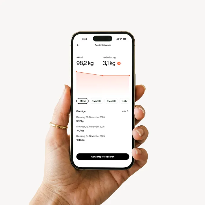 Smartphone mit Gewichtstracker der Everywoman-App