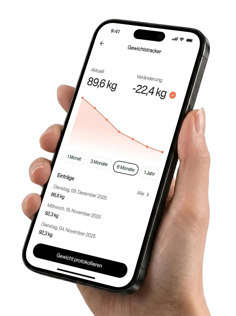 Smartphone mit dem Gewichtstracker der Everywoman-App